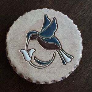 Terra Cotta Bread Warmer Stone –  Hummingbird Hand Painted Nan Grove